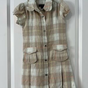 Burberry plaid button up girls dress
